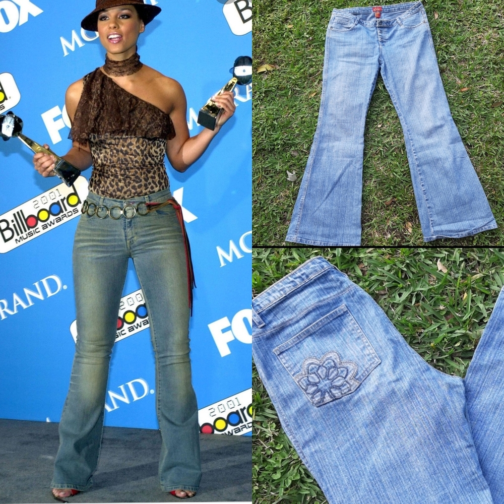 VTG 90s Y2K 00s Denim Flare Snap Jean's Wide Leg